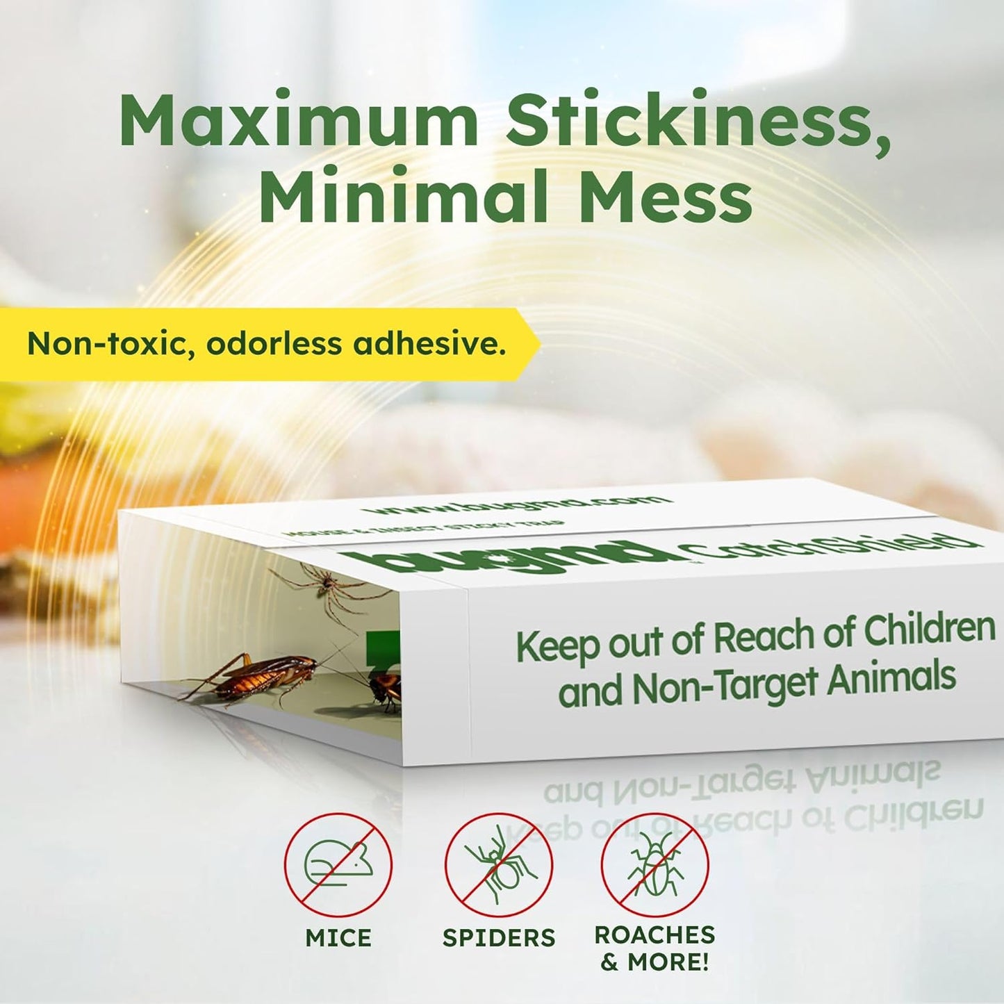 BugMD CatchShield Glue & Sticky Traps for Mice, Rats & Insects – Non-T