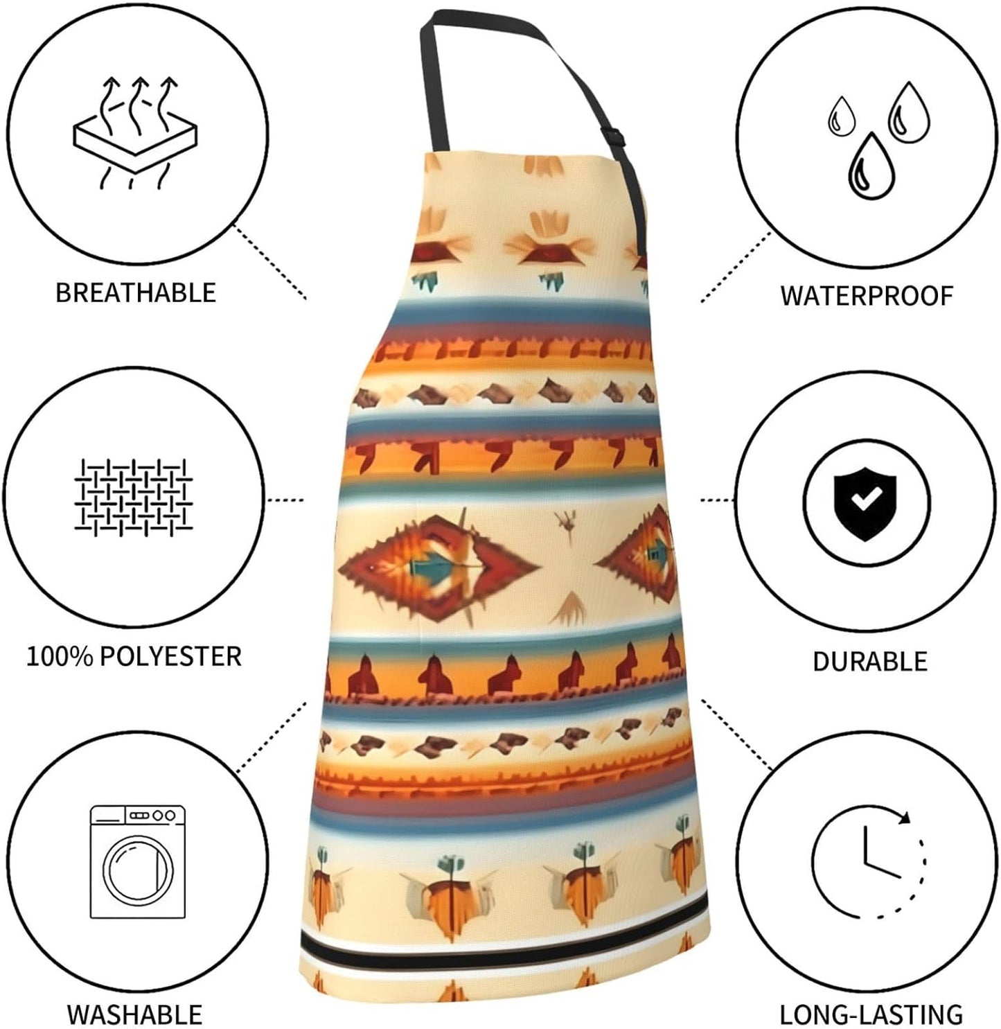 Native American print Waterproof apron with pocket adjustable cooking apron for adult kitchen bibs to bake