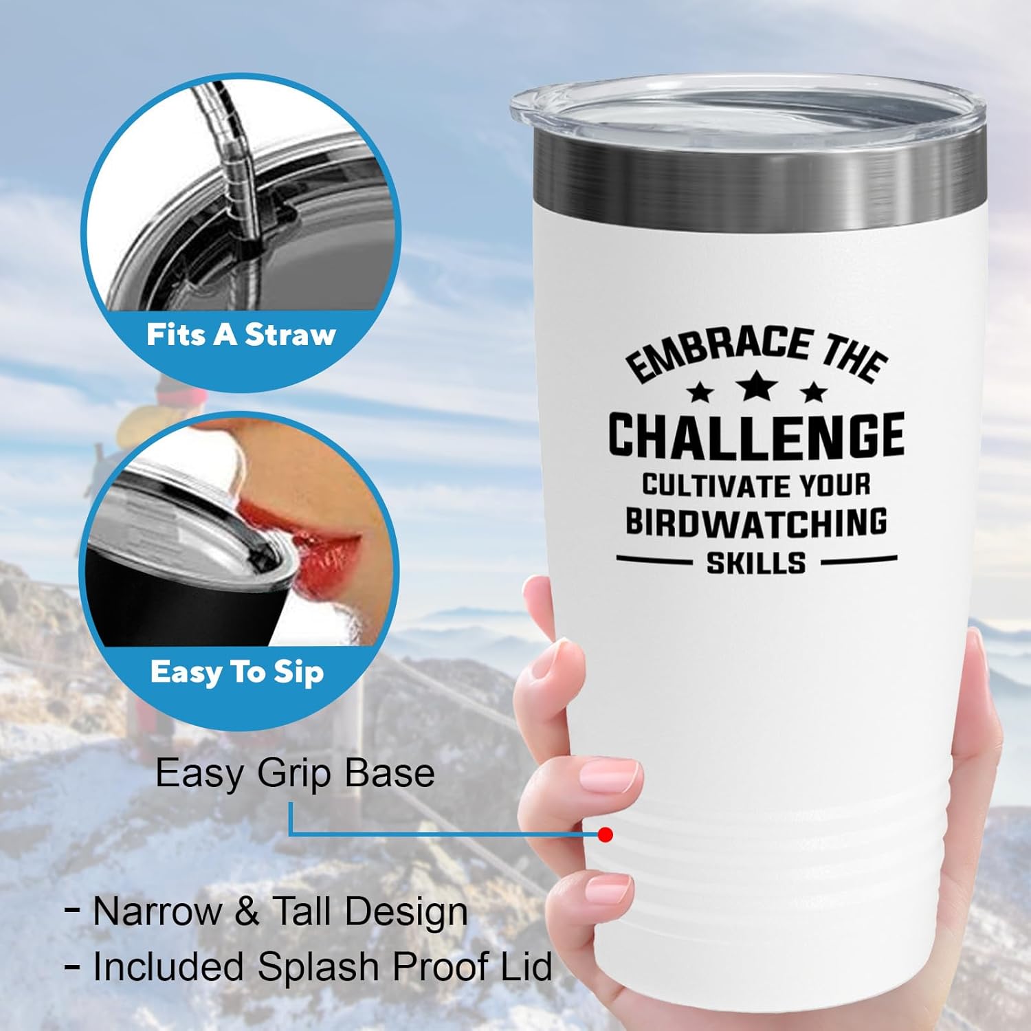 Hobby Tumbler 20oz White -Birdwatching Skills - Bird Feeder Backyard B