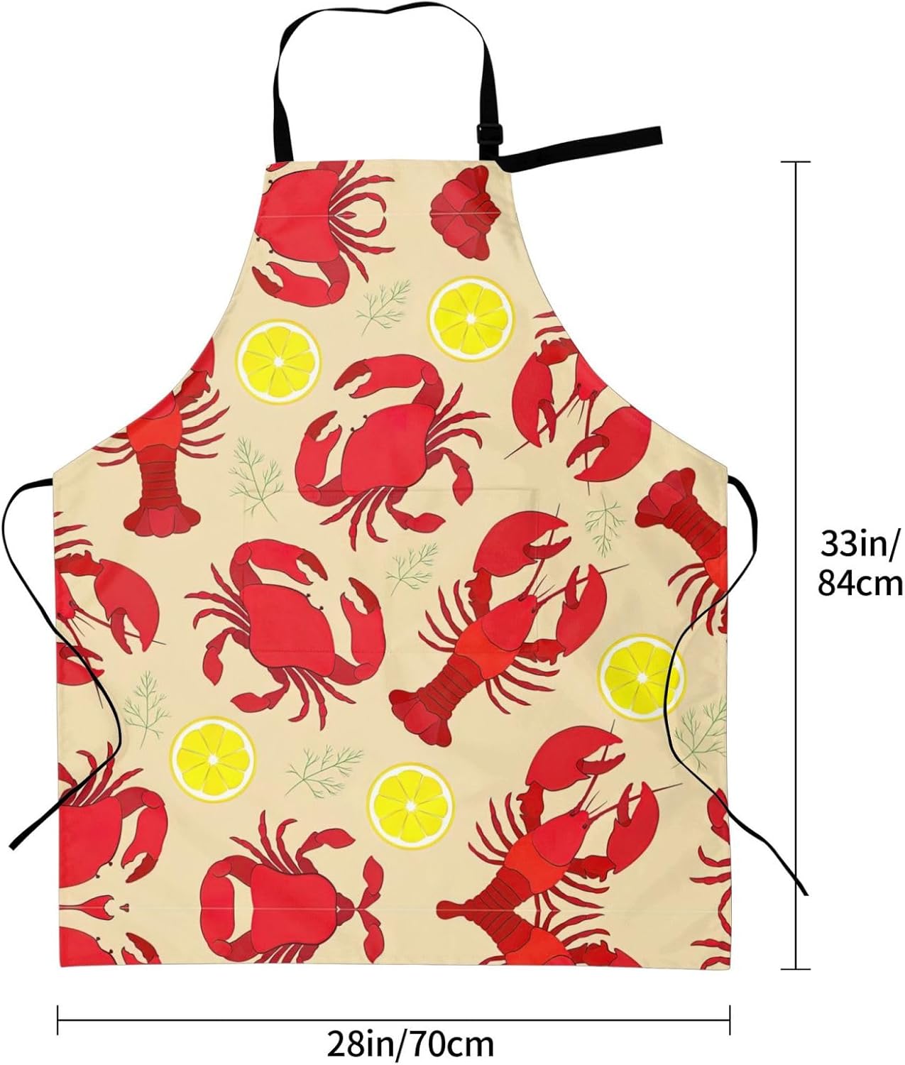 Lobster and Crab Print 28x33 In Adult Kitchen Apron with Pockets Versa