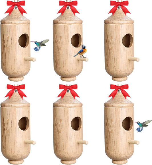 6Pcs Wooden Hummingbird House, 6 Inch Hummingbird Houses for Outside H