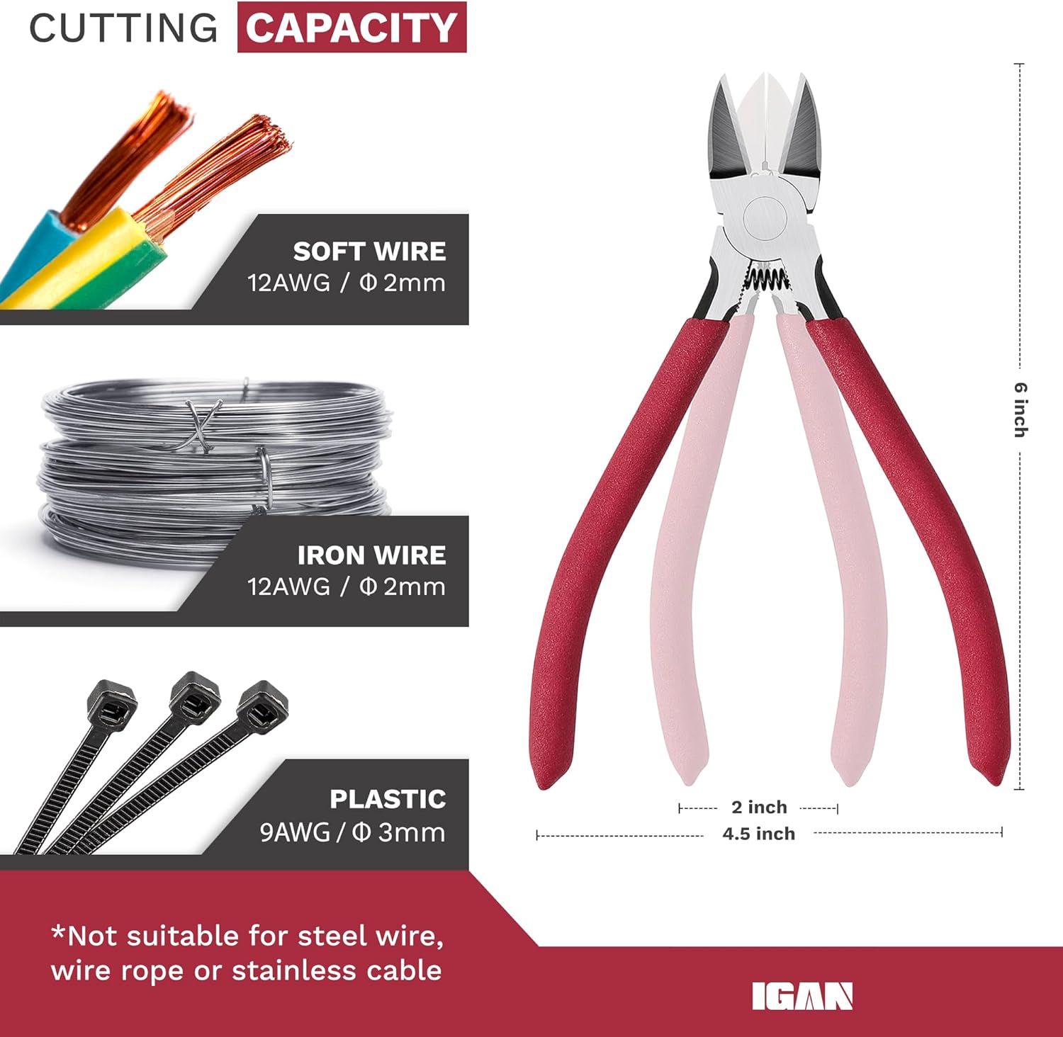 IGAN-P6 6-inch Ultra Sharp & Powerful Side Cutter Clippers with Longer