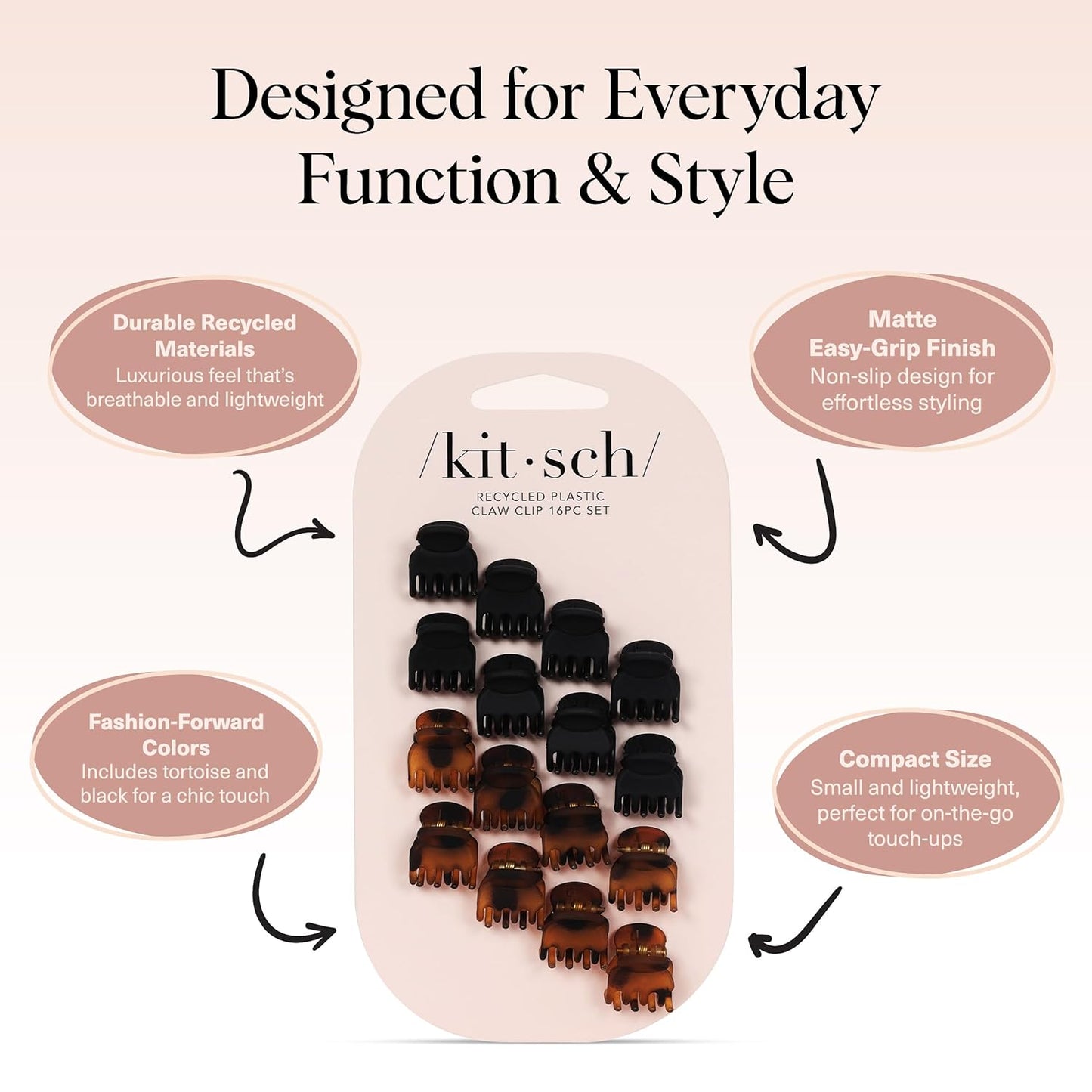 Kitsch Mini Claw Clips for Women - Stylish Small Hair Clips for Kids |