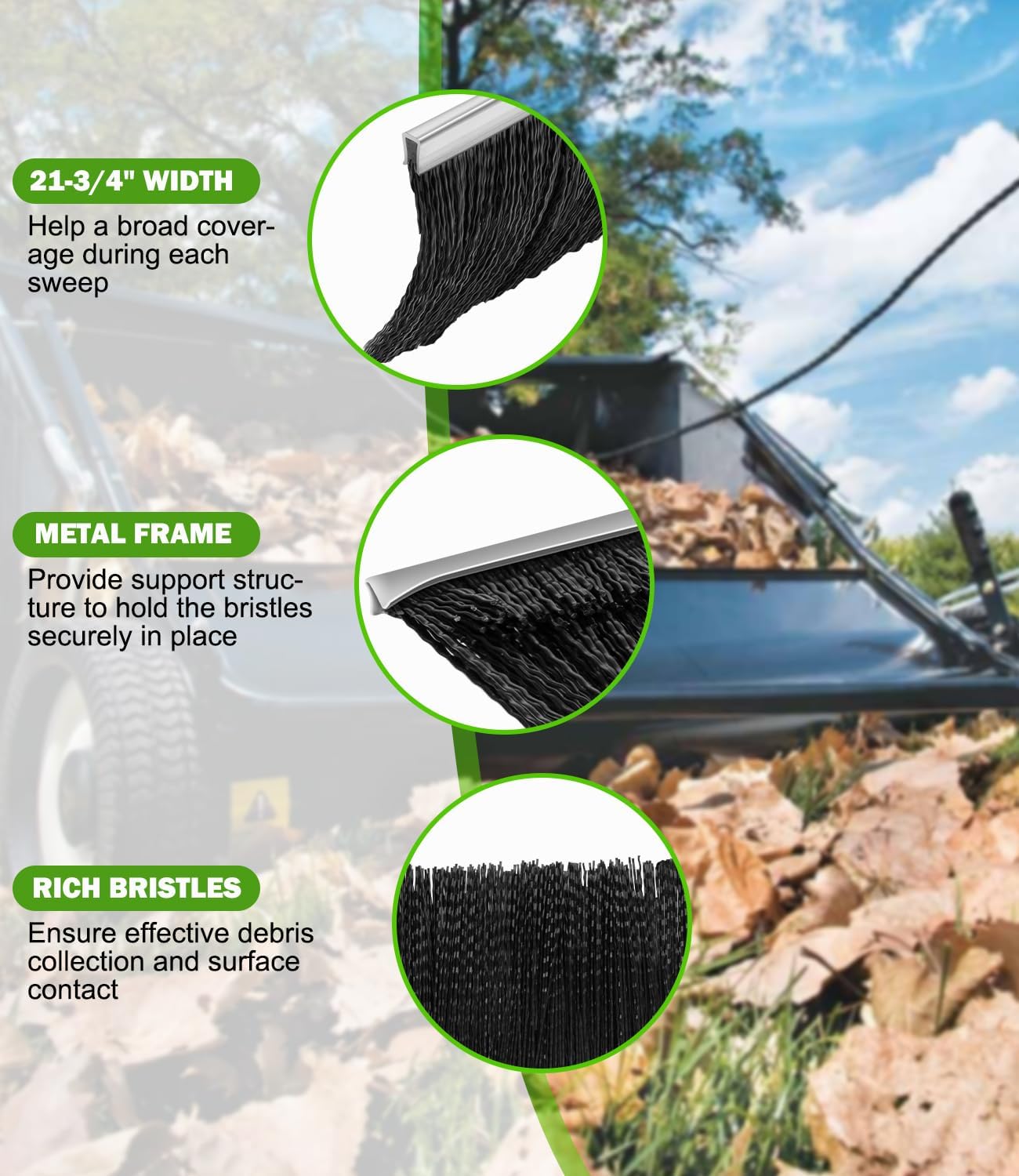 Bonbo 4-Pack 21-3/4" Brush for Craftsman Agri-Fab 42" Tow Behind Lawn & Leaf Sweeper, 46780