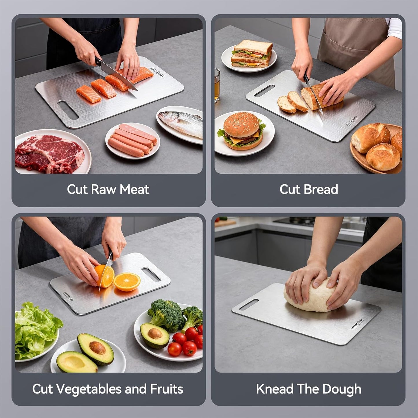 Titanium Cutting Boards Set of 3, 100% Pure Titanium Kitchen Cutting B
