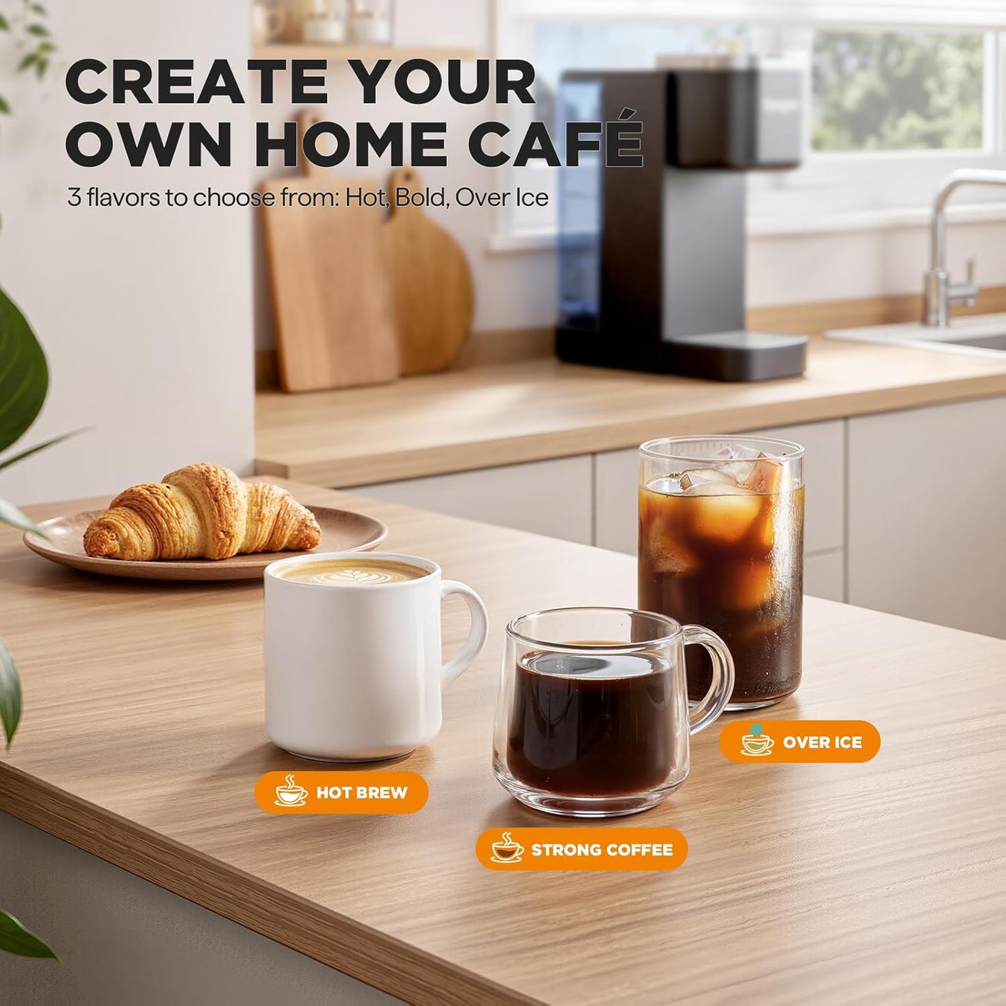 Single Serve Coffee Maker, Iced and Hot Coffee Machine for K Cup & Gro
