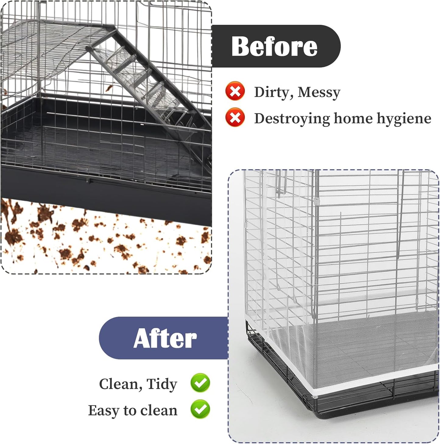 2Pcs Bird Cage Seed Catcher, Soft Airy Bird Cage Net Guard Net Cover S