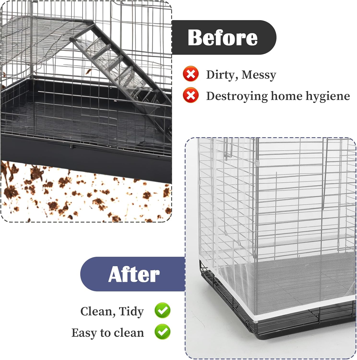 2Pcs Bird Cage Seed Catcher, Soft Airy Bird Cage Net Guard Net Cover S