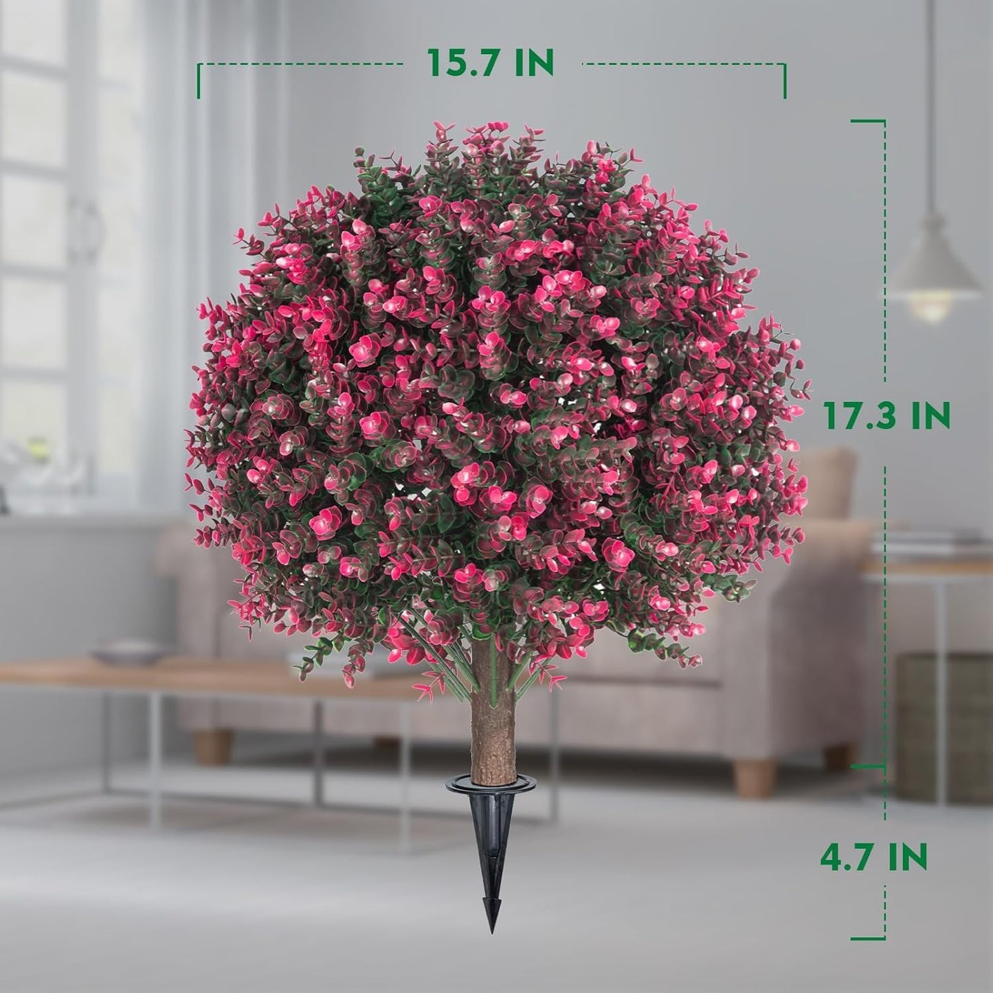 Set of 2 Artificial Rose Boxwood Topiary Eucalyptus (with Ground Spike