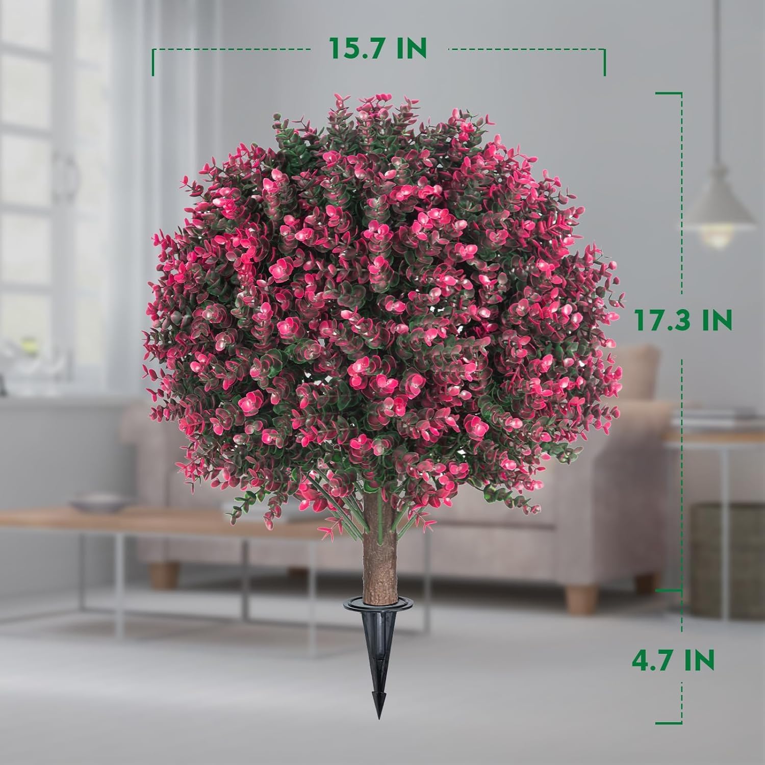 Set of 2 Artificial Rose Boxwood Topiary Eucalyptus (with Ground Spike
