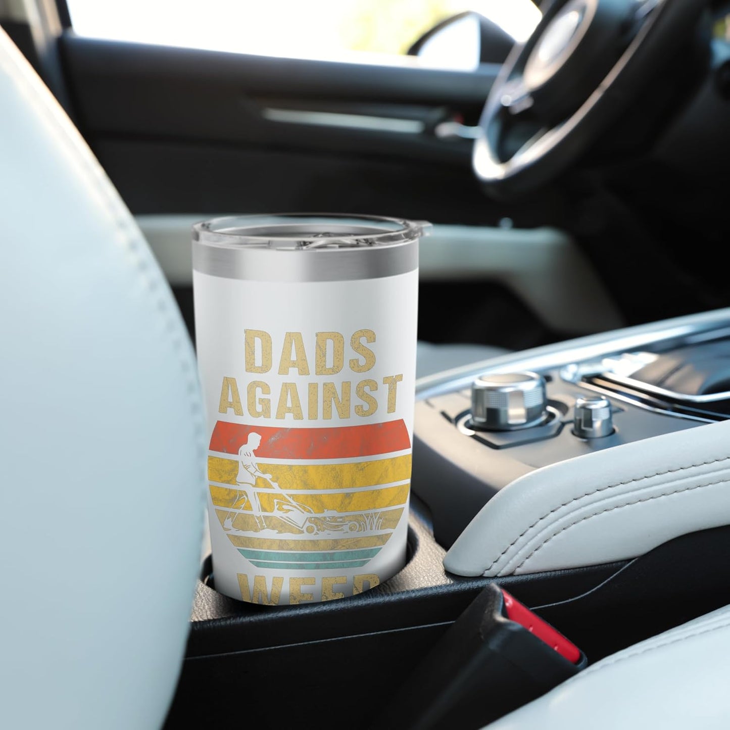 Dads Against Weeds Retro Landscaping Daddy Lawn Mowing Stainless Steel Insulated Tumbler