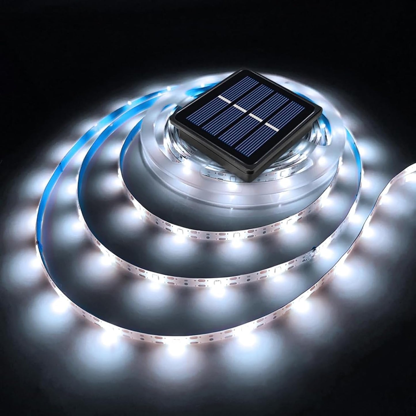Solar LED Strip Lights Outdoor Waterproof 19.6FT 180 LED White Cuttable Solar Powered Tape Light for Outside, Pool, Stair, Accent Lighting (Upgraded Version)
