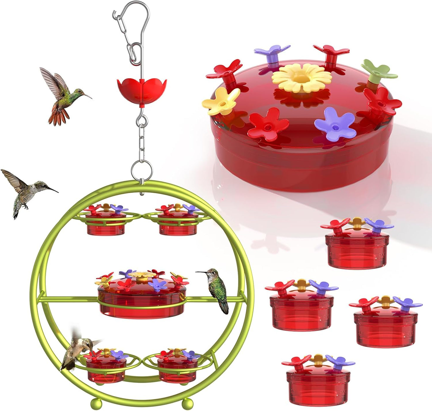 Hummingbird Feeders for Outdoors - Multi-Port, Top-Filling - Ant & Bee Proof, Ideal Garden Decor