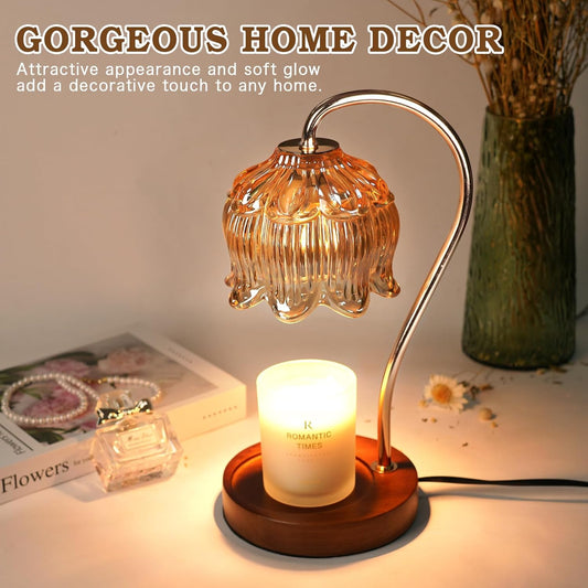 Flower Candle Warmer Lamp with Timer, Dimmable Candle Lamp Warmer, Mot