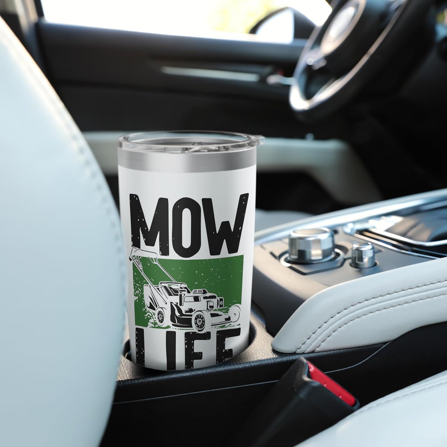 Lawn Mower Mowing Dad Father Landscaper Mow Life Stainless Steel Insulated Tumbler