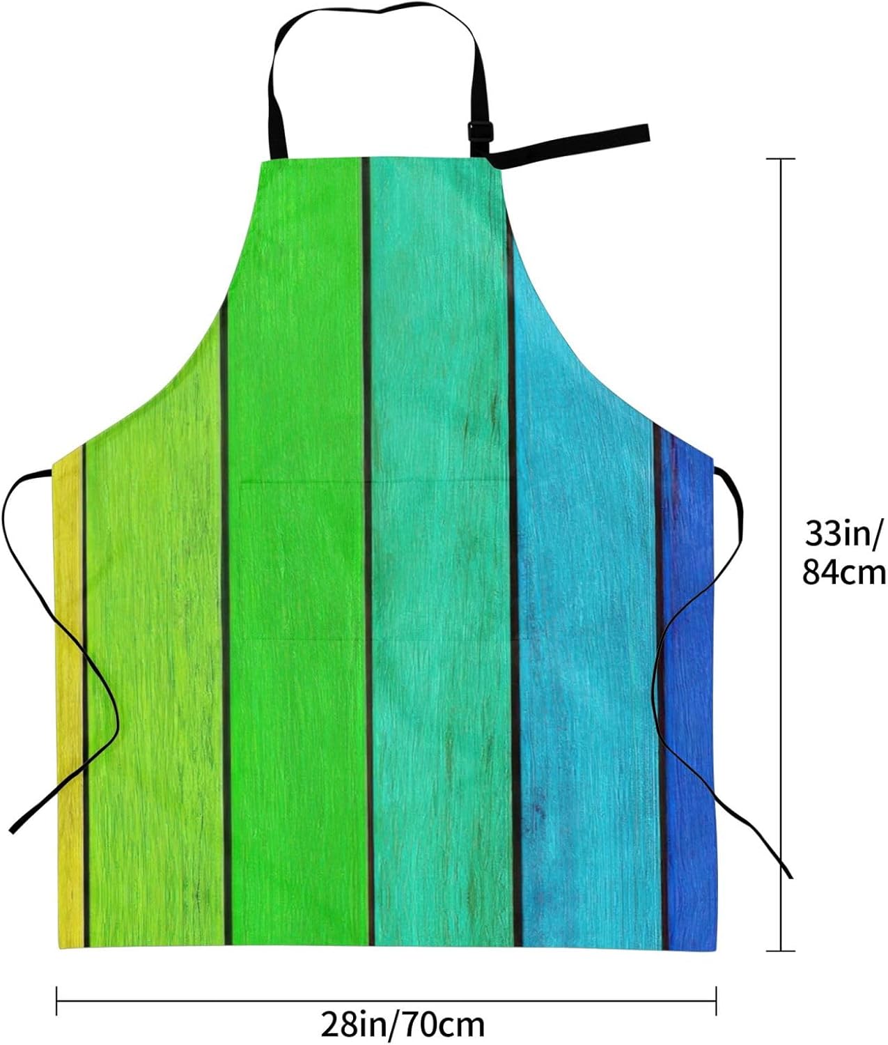 Rainbow Colored Wood Background Print Laundry apron 28x33 In Waterproof Kitchen Apron with Pockets for Cooking Baking