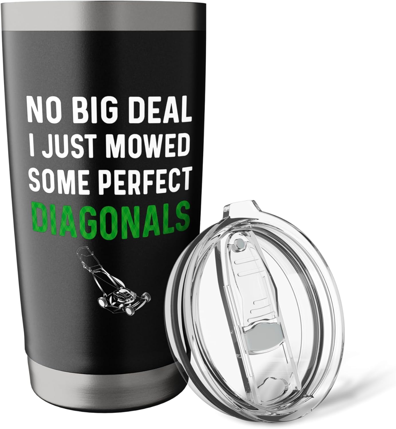 Lawn Mower Shirt Men Funny Lawn Care Grass Diagonals Stripes Stainless Steel Insulated Tumbler