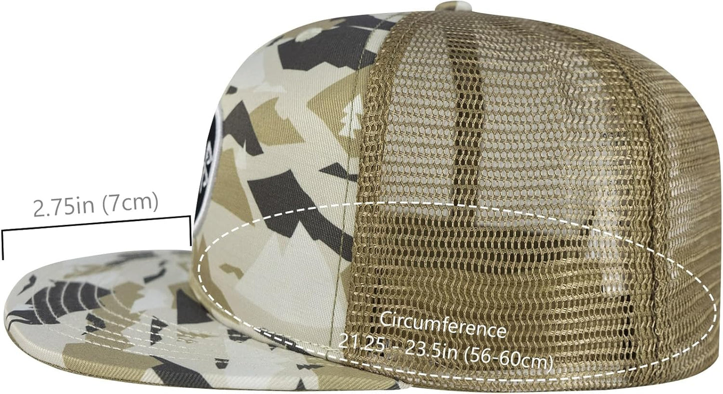 BASSDASH Flat Brim Trucker Cap Adjustable Snapback Hat Mesh Back for M