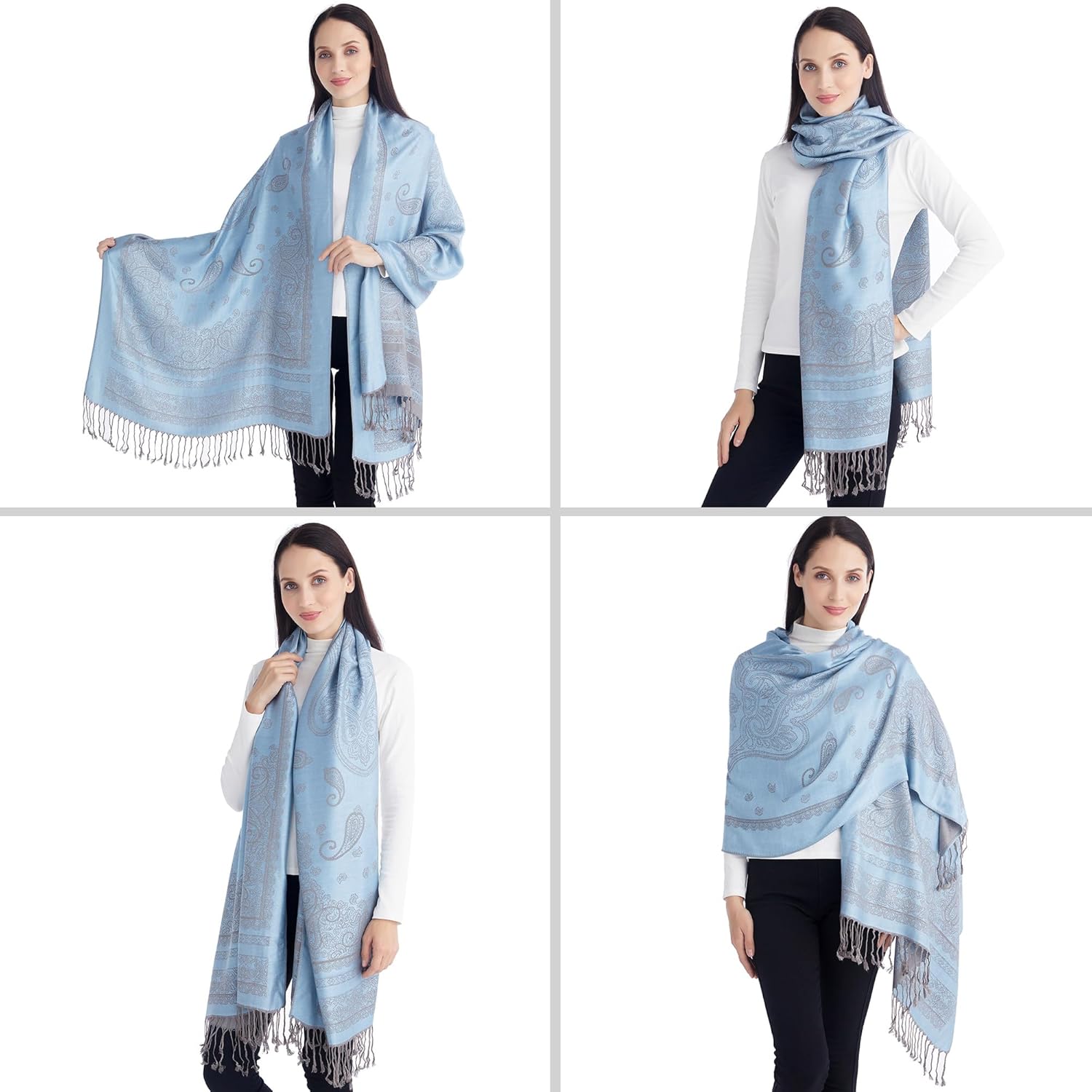 Ciormis Two Tone Silky Paisley Pashmina Shawl Scarf,Soft Women's Rave 