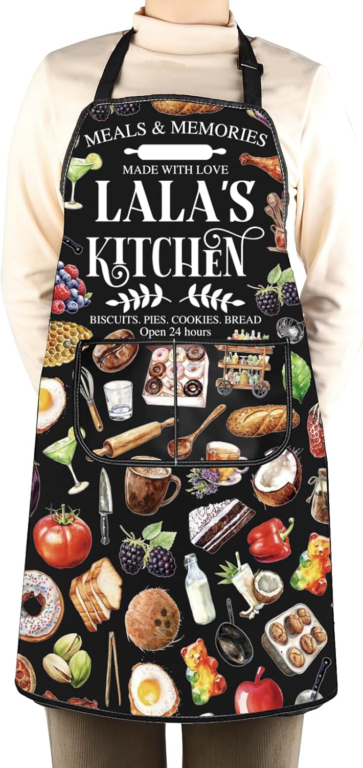 WCGXKO Lala’s Kitchen Apron Grandmother Birthday gift Best Lala Ever M
