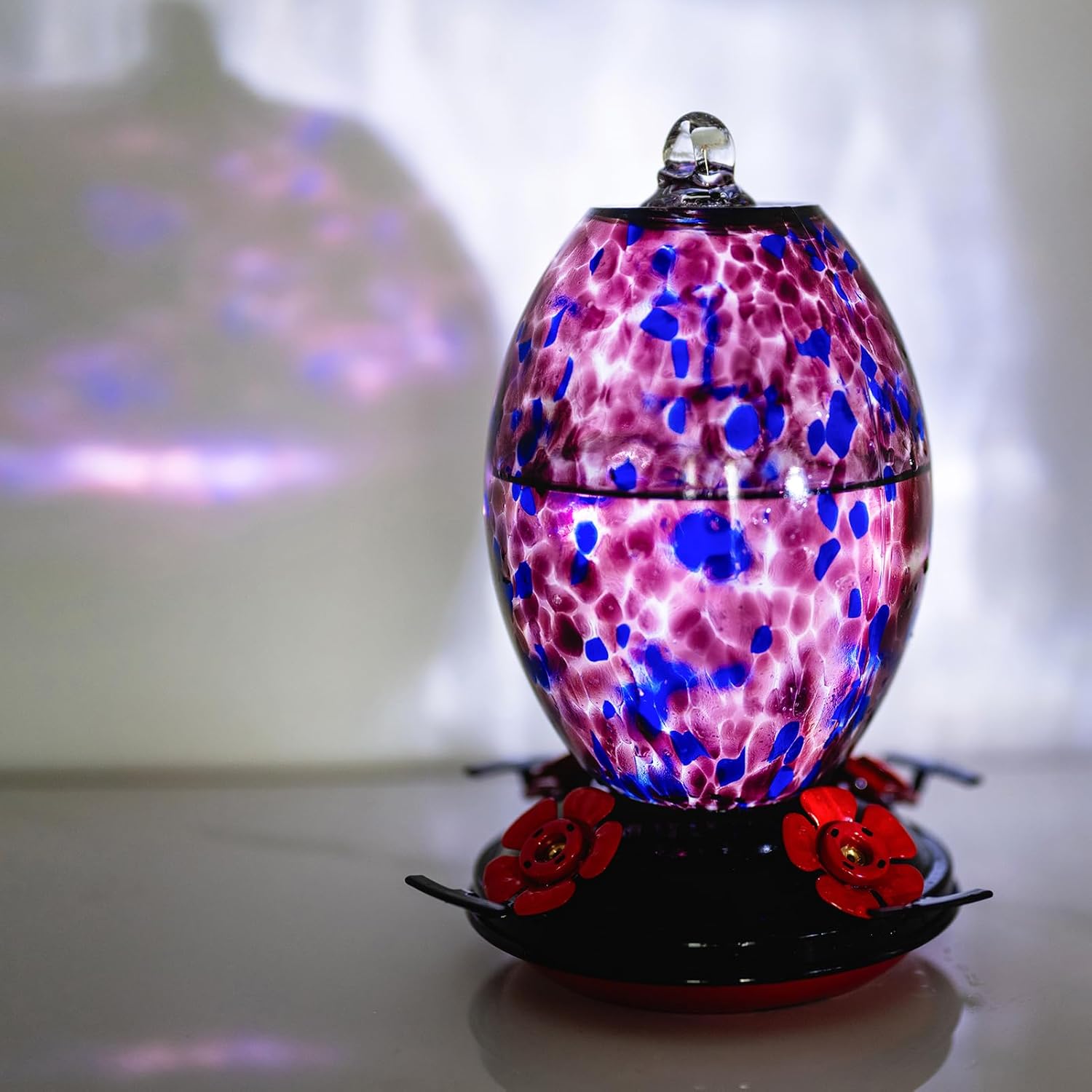 Muse Garden Glass Humming Bird Feeders for Outdoors - 27OZ Blown Glass