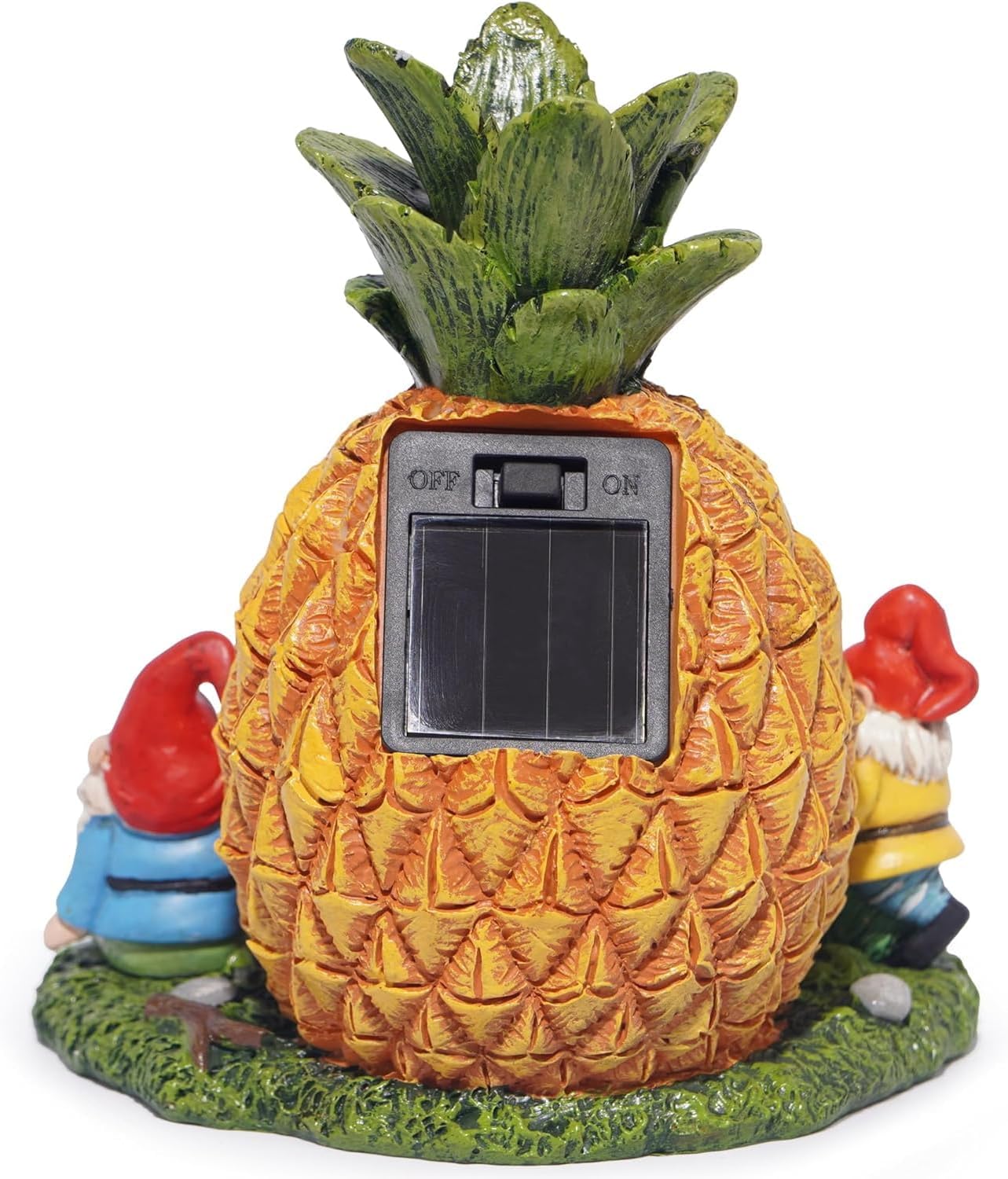 Hodao Outdoor Figurine Lights, Outdoor Statue with Solar Lights, Adorable Gnomes with Tropical Pineapple Design, Perfect for Decorating Lawns, Balconies, and Patios