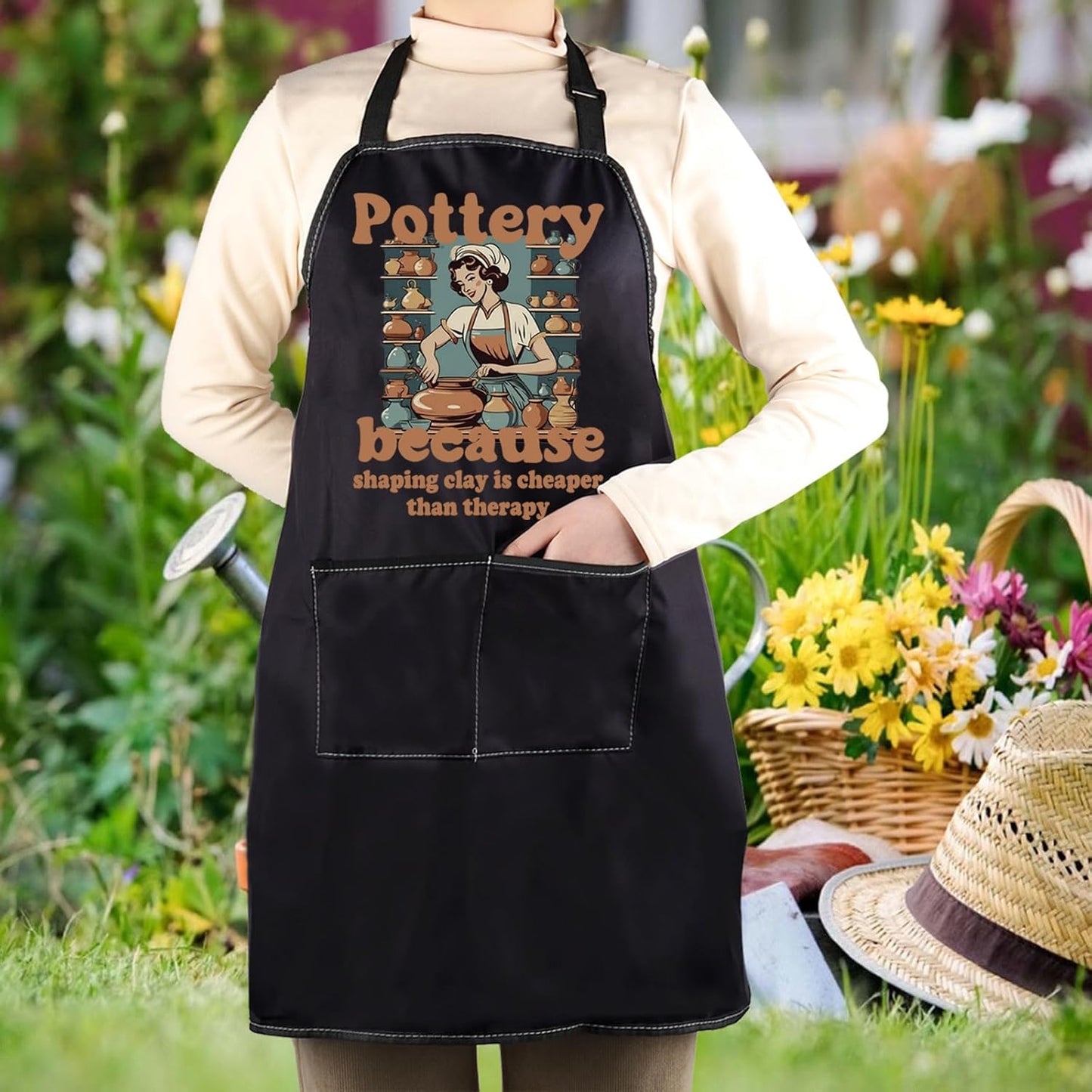 WCGXKO Pottery Gift Ceramic Artist Gift Funny Pottery Kitchen Apron Clay Maker Merch for Pottery Lover