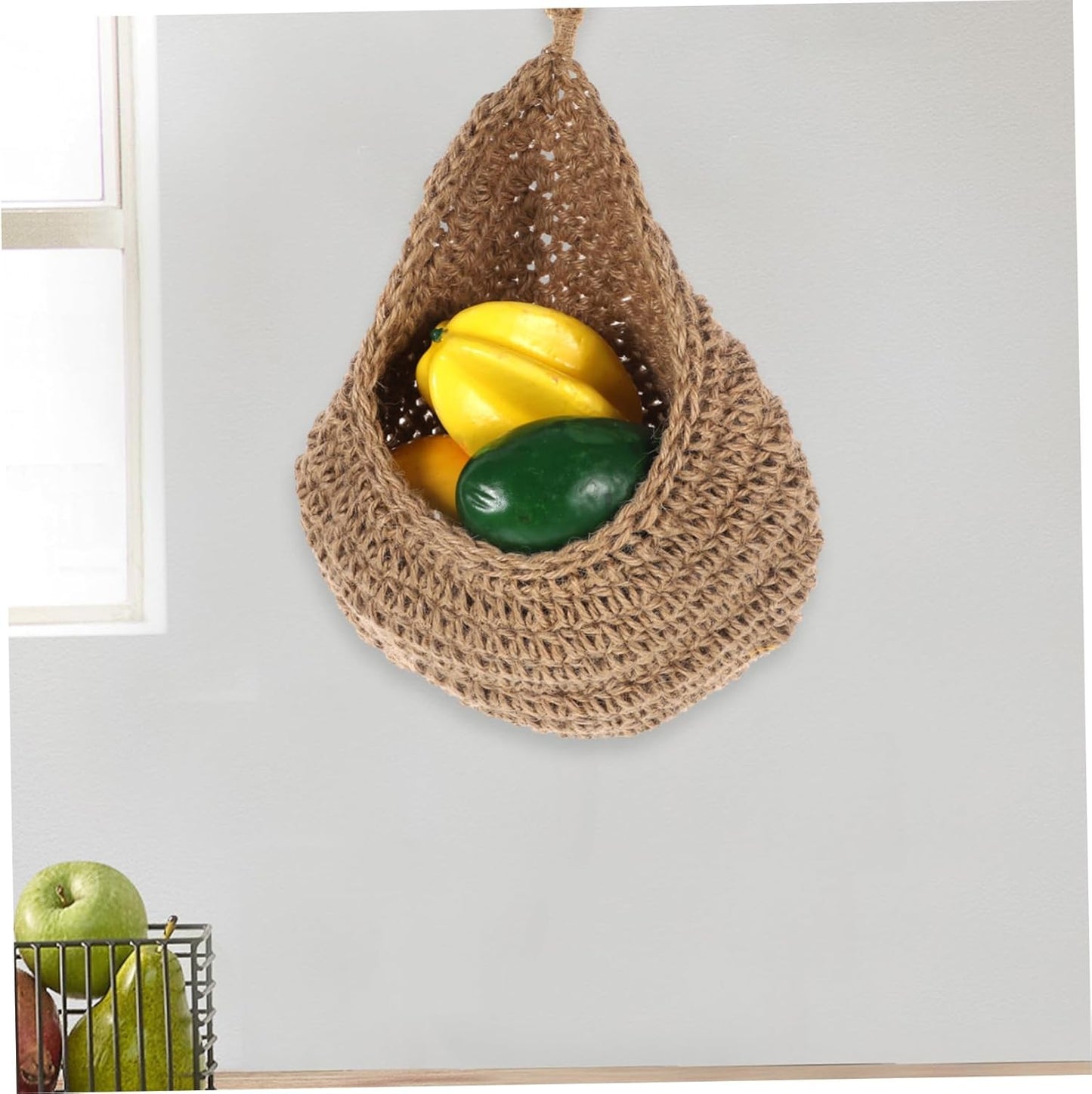 BESTOYARD Jute Hanging Basket for Wall Storage Teardrop Woven Planter 
