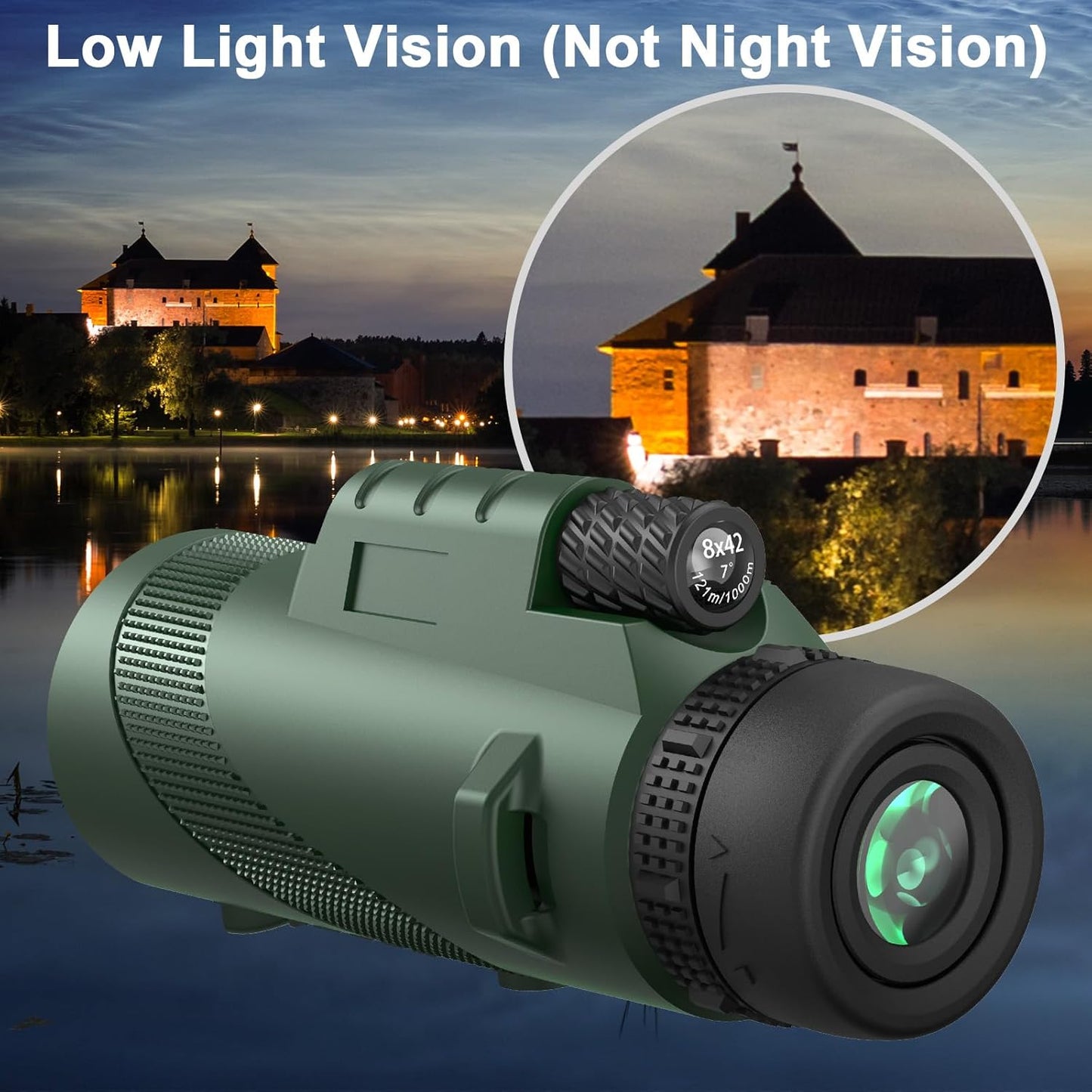 8x42 Portable Monocular Telescope for Adults, High Powered Compact Monoculars for Bird Watching, Hiking, Concert, Travel