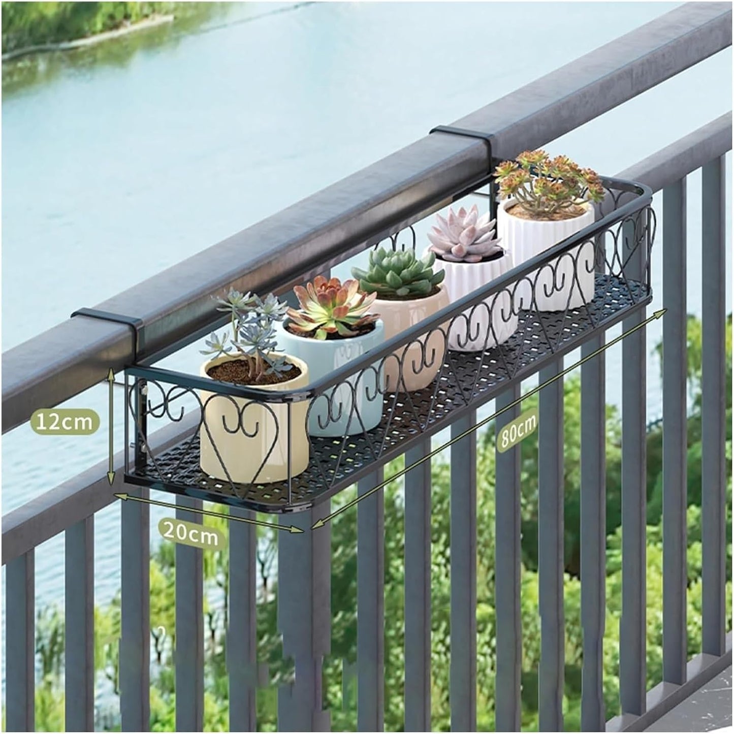 Balcony Railing Planter - Vertical Fence Planters for Flowers, Window Sill Plant Stand, Space-Saving Garden Shelf (20x80x12cm) - Perfect for Outdoor Decor
