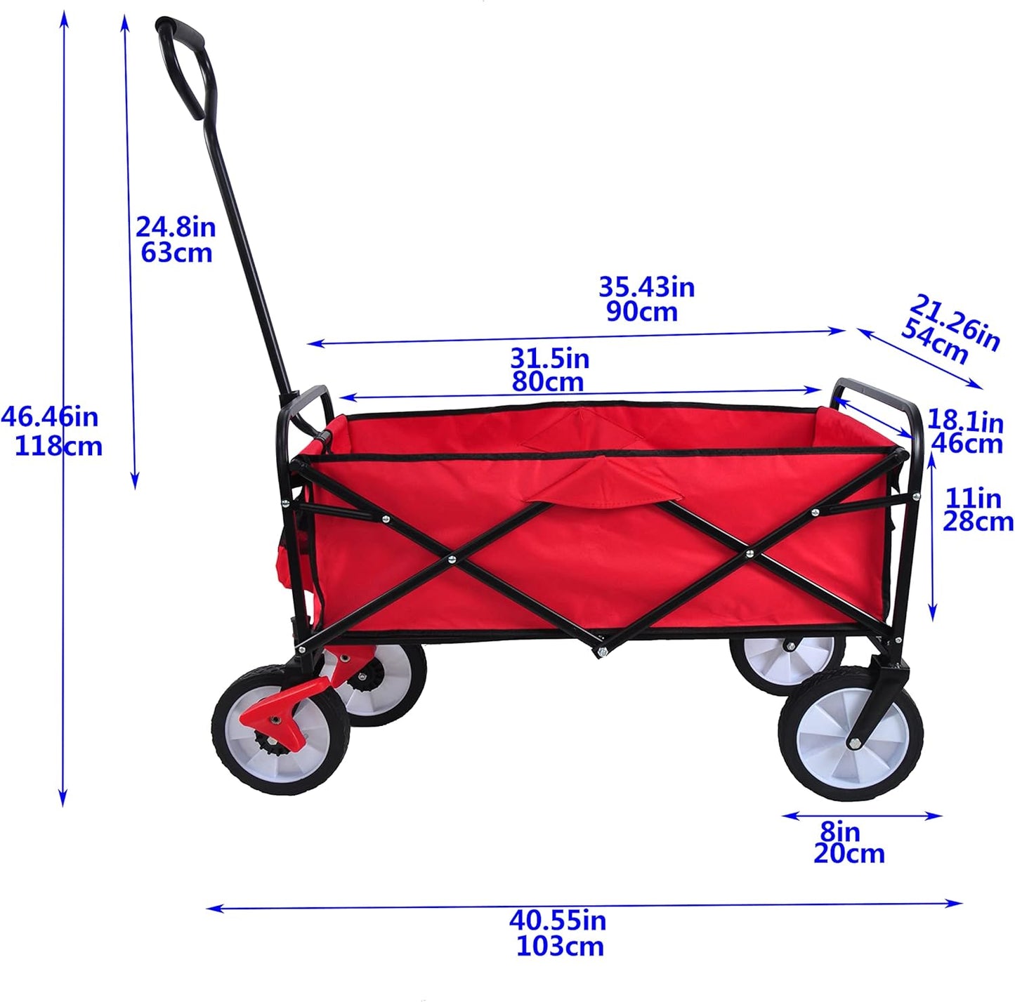 Folding Wagon Cart Collapsible Outdoor Utility Wagon with All Terrain 