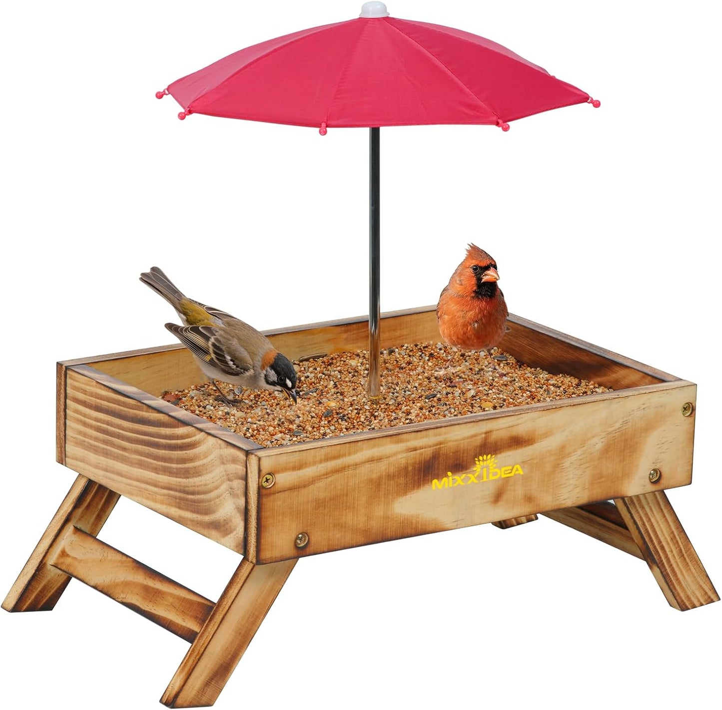 Ground Bird Feeder for Outdoors Bird&Squirrel Feeder Wooden Chicken Pi