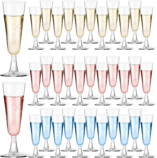 Plastic Champagne Flutes 40 Pack, 5.5 Oz Clear Disposable Plastic Champagne Glasses, Wine Glasses Cups for Wedding Celebration Birthday Party Valentines Wine Tasting New Years Eve Party Supplies