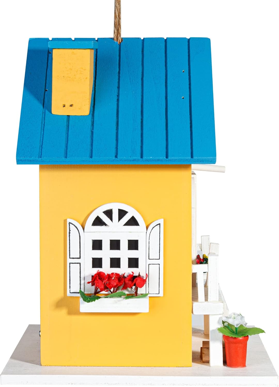 CARTMAN Hanging Colourful Birdhouse Bird Feeder, Wooden Humming Bird Nest, Garden Country Cottages Bird House, Decorative Bird Feeder Gift for Hummingbirds, Cardinal, Bluebird and Wild Birds
