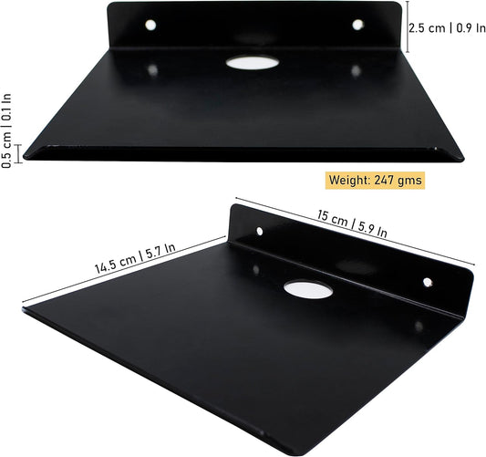 Metal Wall Mounted Floating Shelf|Shelves|Stand|Rack|Holder Wi-fi Camera|Bluetooth Speaker|Webcam|Mesh Router|Photo Frames|Planter Pot |Access Hole for Cable Cords-Pack 1