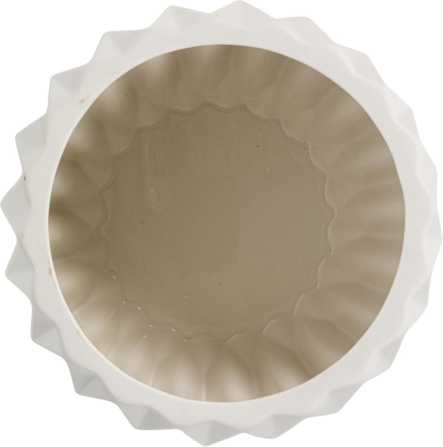 Bloomingville White Fluted Stoneware Flower Pot