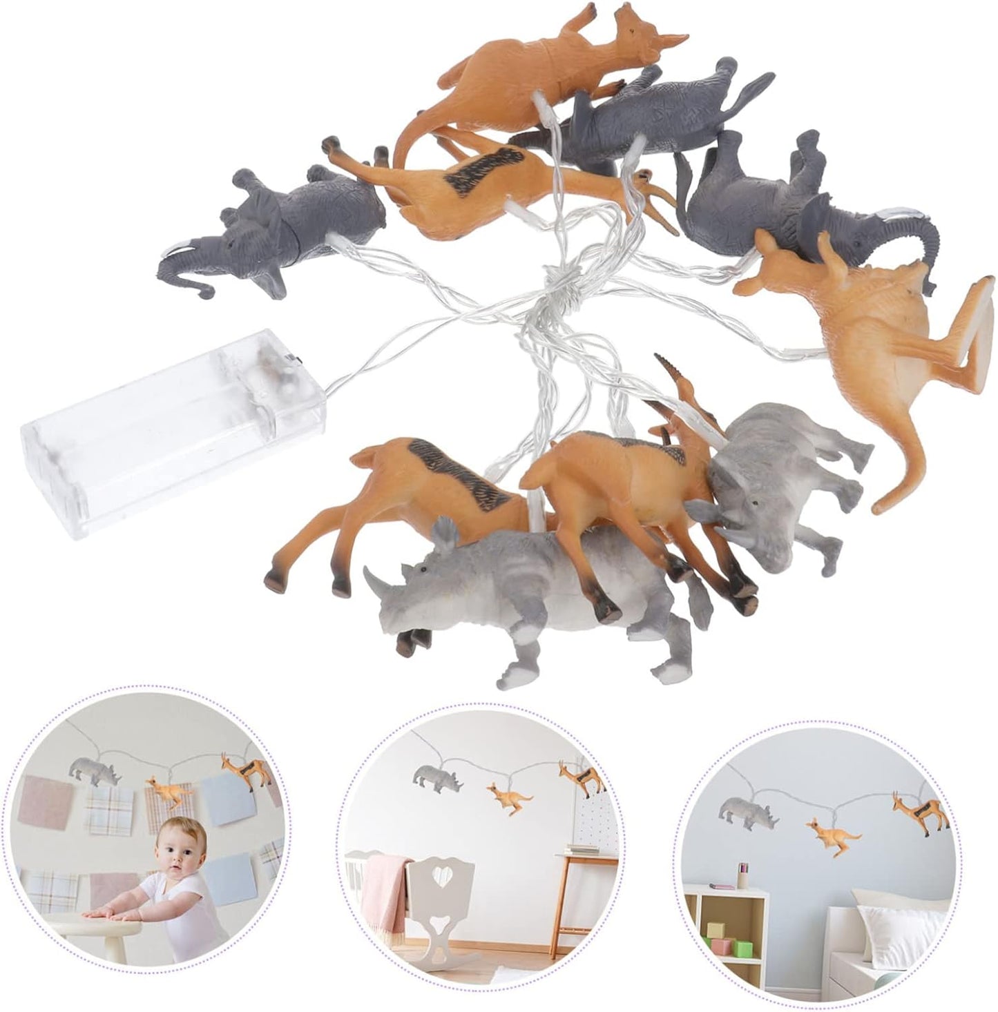 Led Animal String Lights 59In Indoor Fairy Light Decor for Kids Room Garden Party Ambience No Battery Needed
