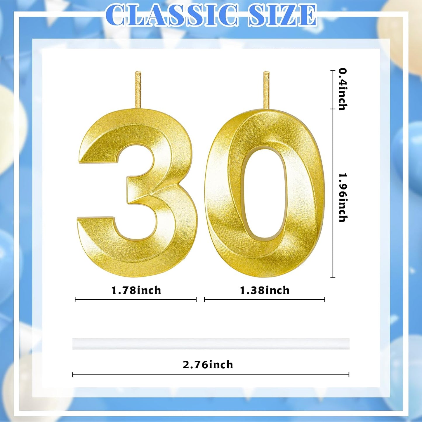 30th Birthday Candles for Cake,Birthday Decorations for Him Her,Number Candles for Cake Toppers Party Anniversary (30)