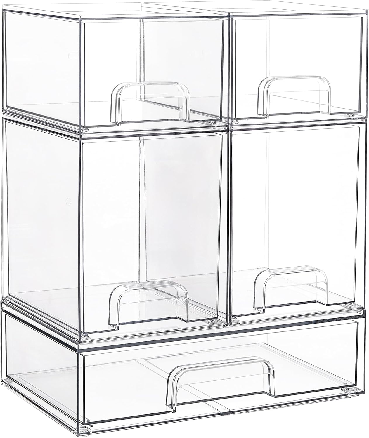 Vtopmart Stackable Storage Drawers Set of 5, Clear Plastic Organizer B