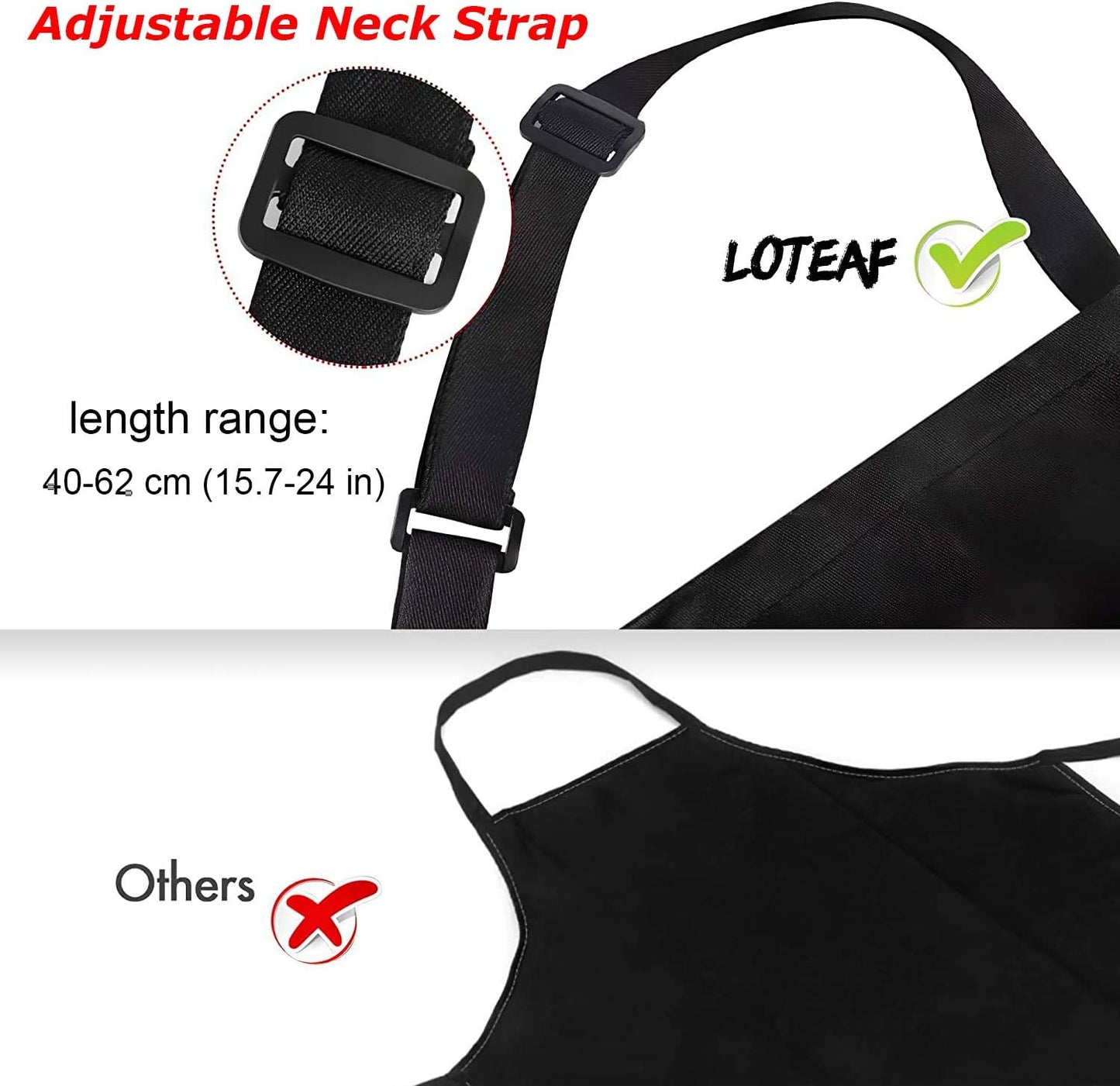 4 Packs Chef Apron, Black Waterproof Apron, Adjustable Aprons with 2 P