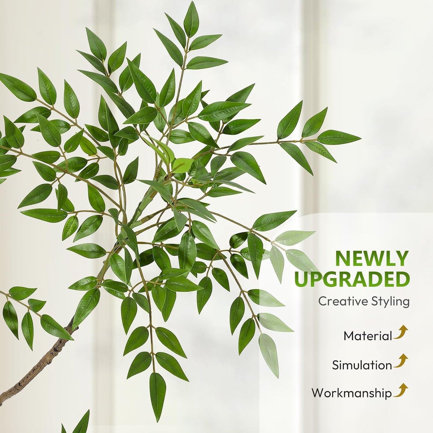 GarveeHome Artificial Plants Indoor, 5 ft Tall Faux Floor Plant in Pot, Nandina Artificial Tree with Grey Planter for Home Decor Office Living Room