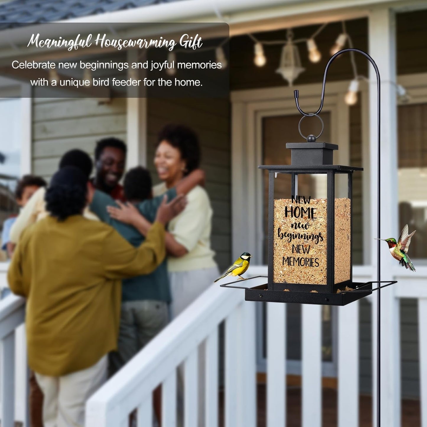 House Warming Gifts New Home Essentials - New Home Beginnings Memories Bird Feeder for Outdoors, Housewarming Gifts Party Decorations 2025, Squirrel Proof