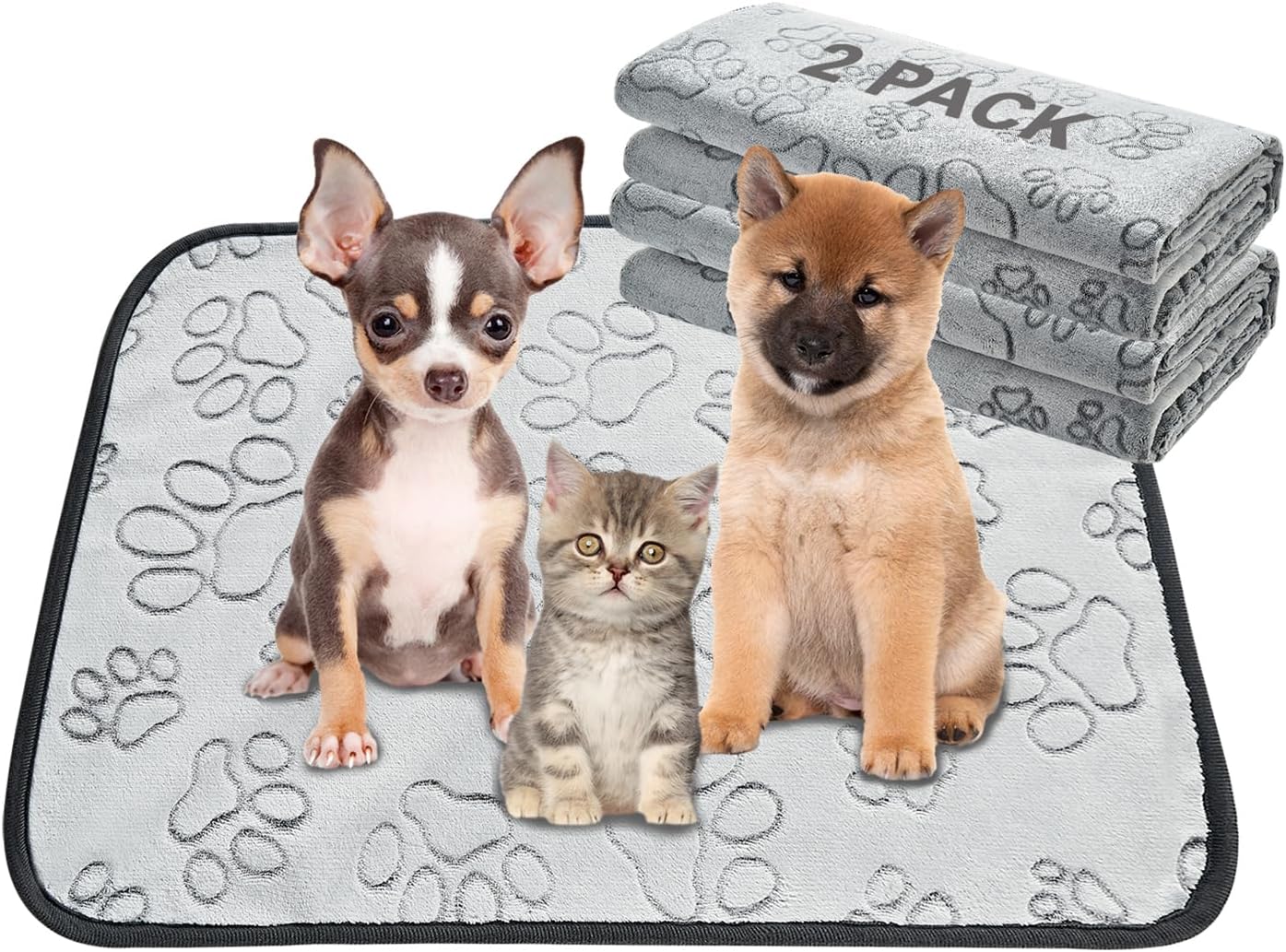 Qeils Reusable Puppy Pads, 2 Pack Washable Pee Pads for Dogs, Waterpro