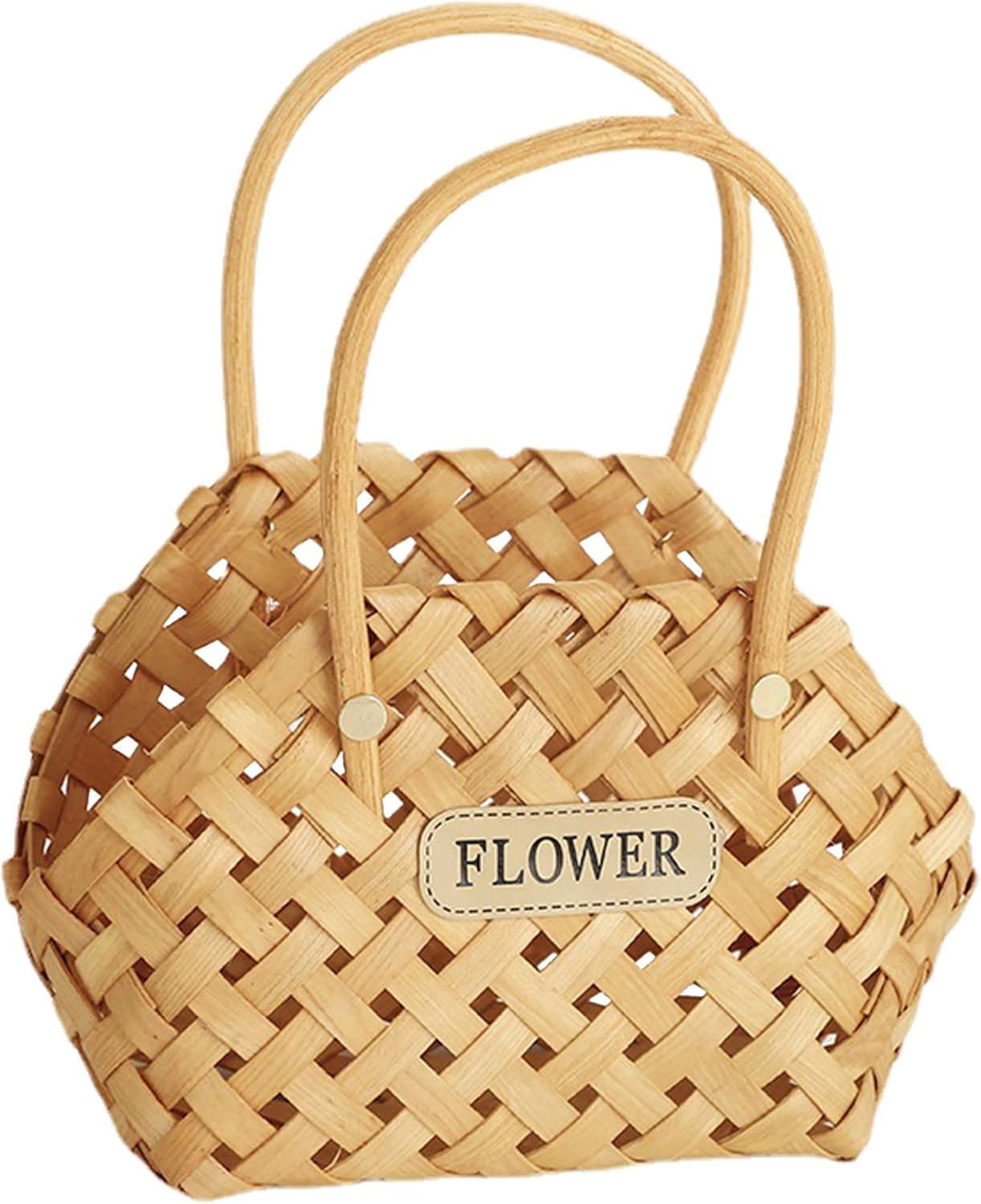 Woven Wood Flower Basket Hand-Held Flower Arrangement Basket Hand-Woven Flower Pot Wedding Flower Girl Baskets for Home