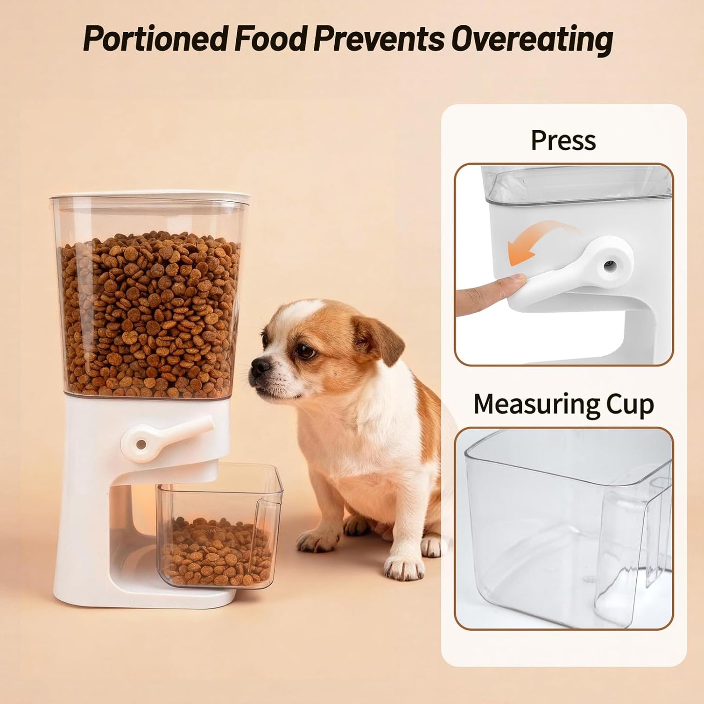 Small Pet Food Storage Container: 5-7 Lbs Airtight Animal Dry Food Dispenser Countertop with Measuring Cup - Organizer Bin for Dog Food, Cat Treats, Chicken, Bird, Puppy, Rabbit & Hamster Feed Pellets