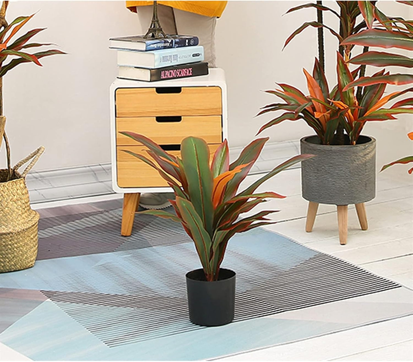 Artificial Potted Plants Faux Potted Plants 19.6 Inch Fake Indoor Red Iron Tree Plant Farmhouse Accent for Indoor Outdoor Home Office Nightstand Decorations Faux Plants Decor
