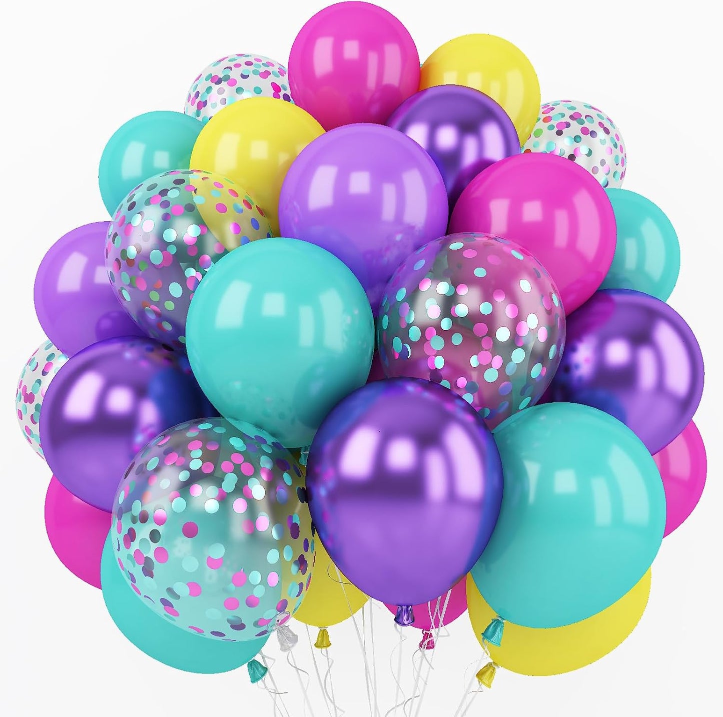 Pink Blue Purple Balloon, 60 Pcs 12 Inches Hot Pink Metallic Purple Te