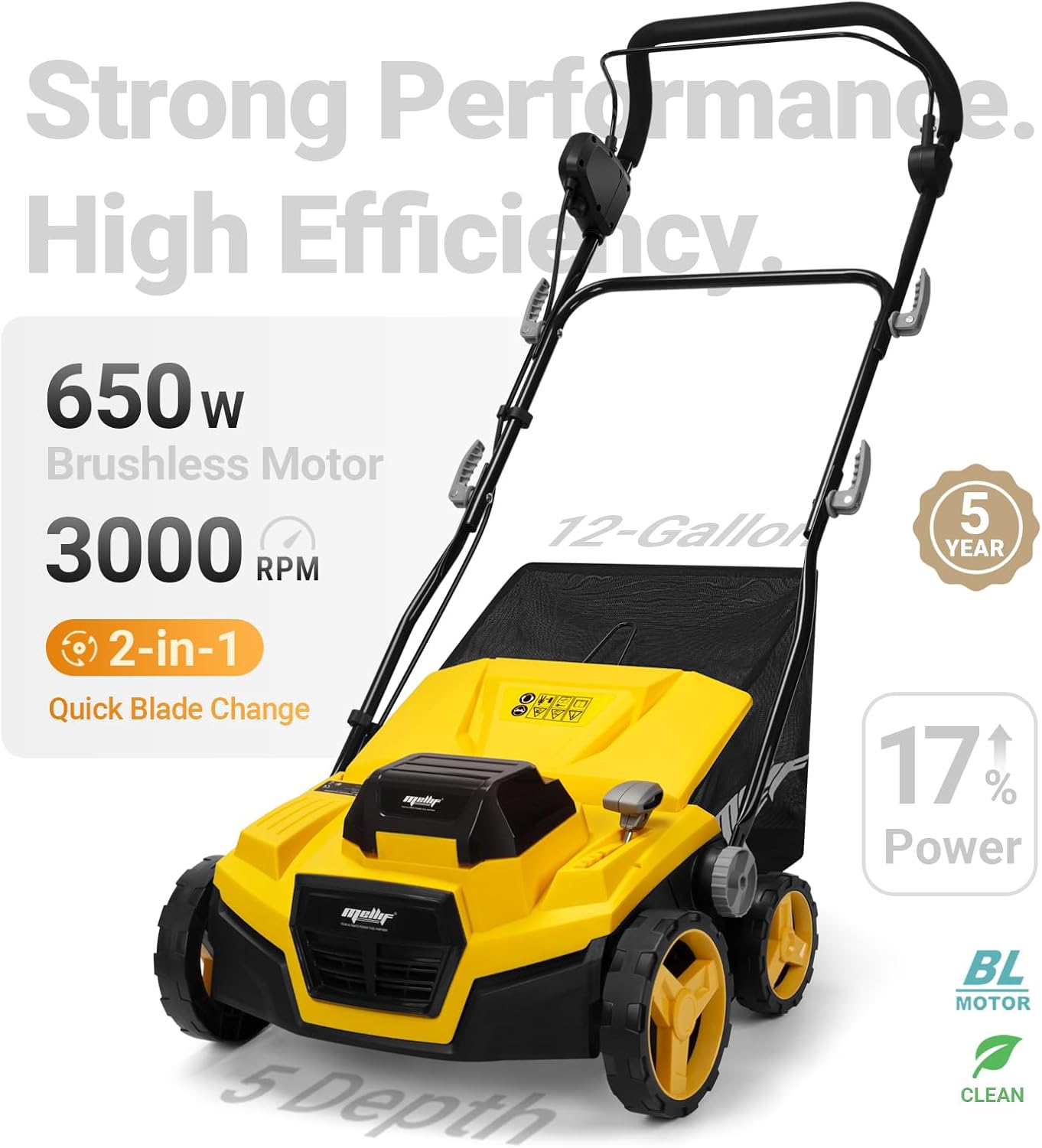 40V Cordless Brushless 15IN Scarifier & Dethatcher Compatible with Dew