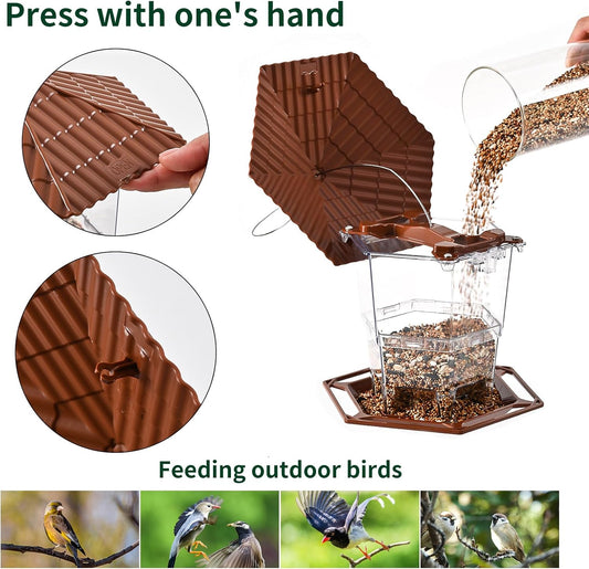 Bird Feeders for Outdoors Hanging Bird Feeder Wild Birds Seed, Brown 2
