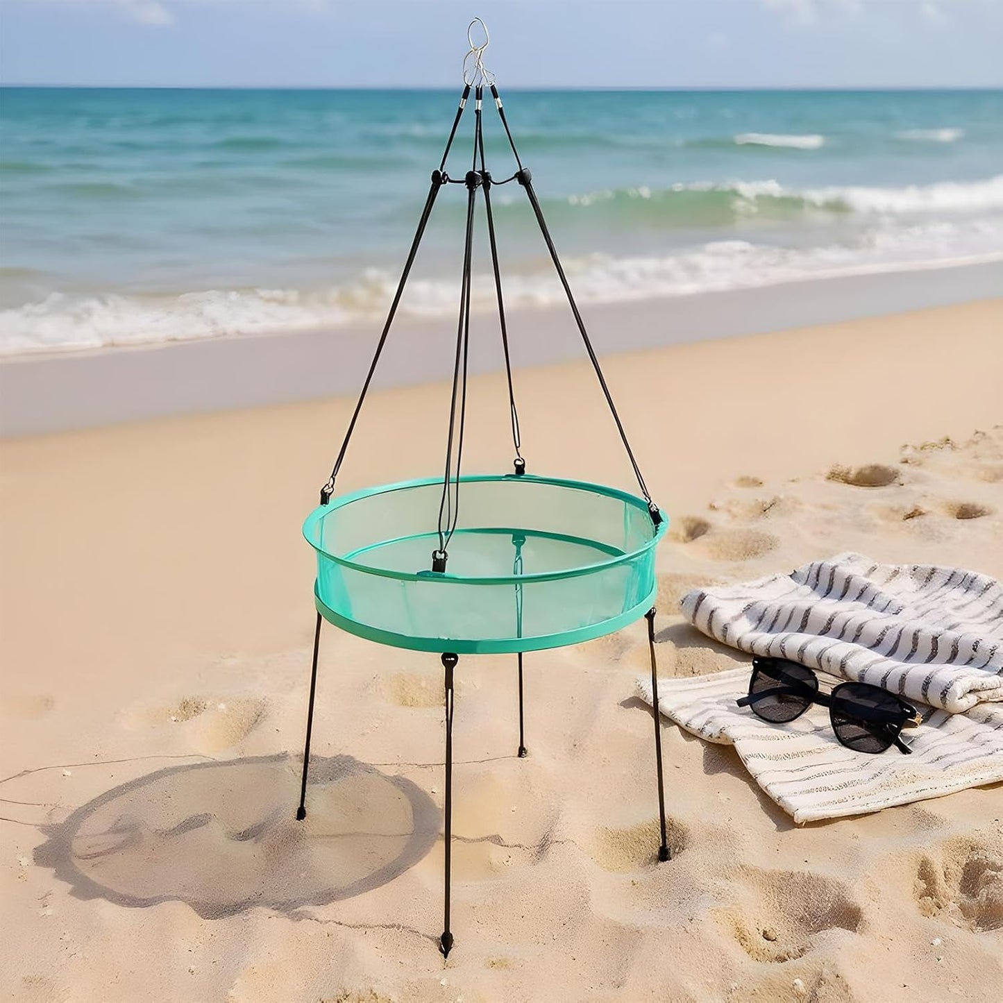 Outdoor Bird Hoop - Strong Lightweight Feeder for Garden, Wind Resistant Foldable Mesh Bag with Fiberglass Frame, 40x10cm Size, 50-95cm Adjustable, 250g Weight, Suitable for Backyard Bird Feeding,